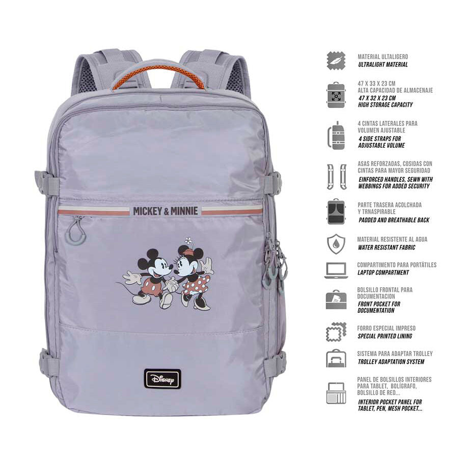 Mochila lila de Minnie y Mickey Disney de 49 cm - 2