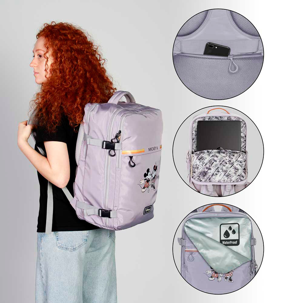Mochila lila de Minnie y Mickey Disney de 49 cm - 3