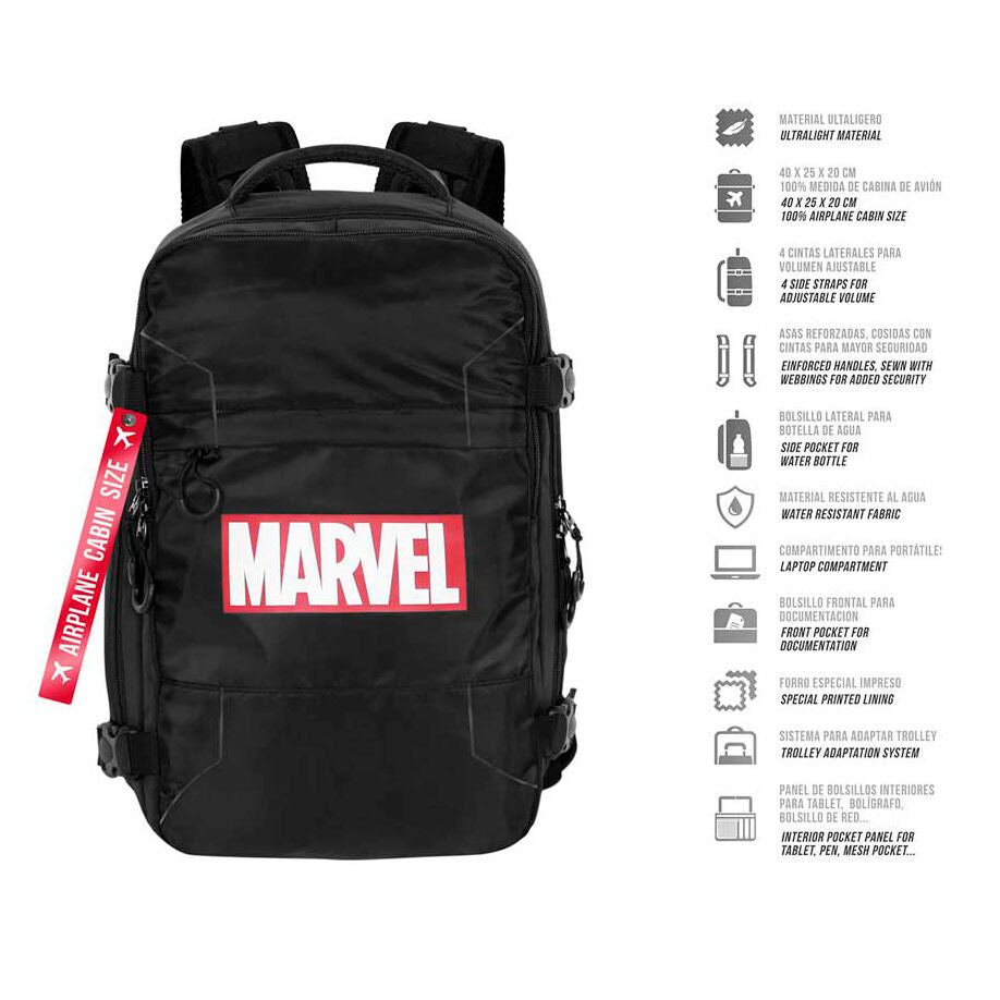 Mochila negra Marvel Comics de 40 cm con varios compartimentos - 3