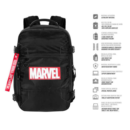 Mochila negra Marvel Comics de 40 cm con varios compartimentos - 3
