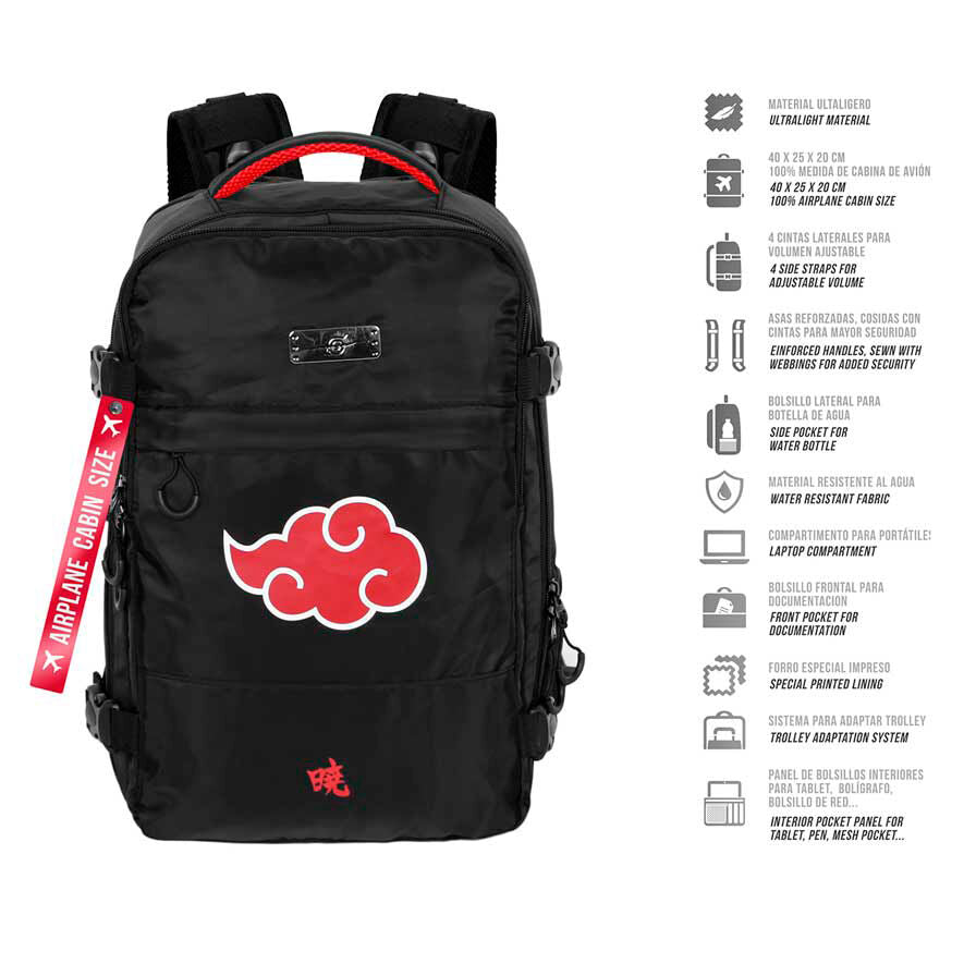 Mochila negra Clouds de Naruto Shippuden con nube roja - 3
