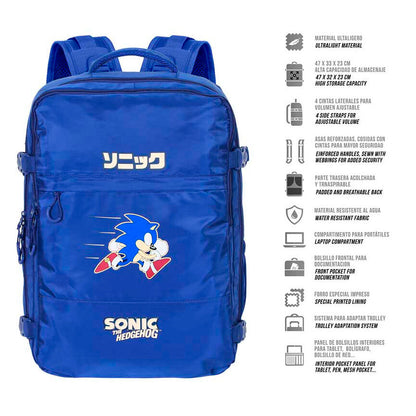 Mochila azul de Sonic the Hedgehog con compartimentos y correas ajustables - 4