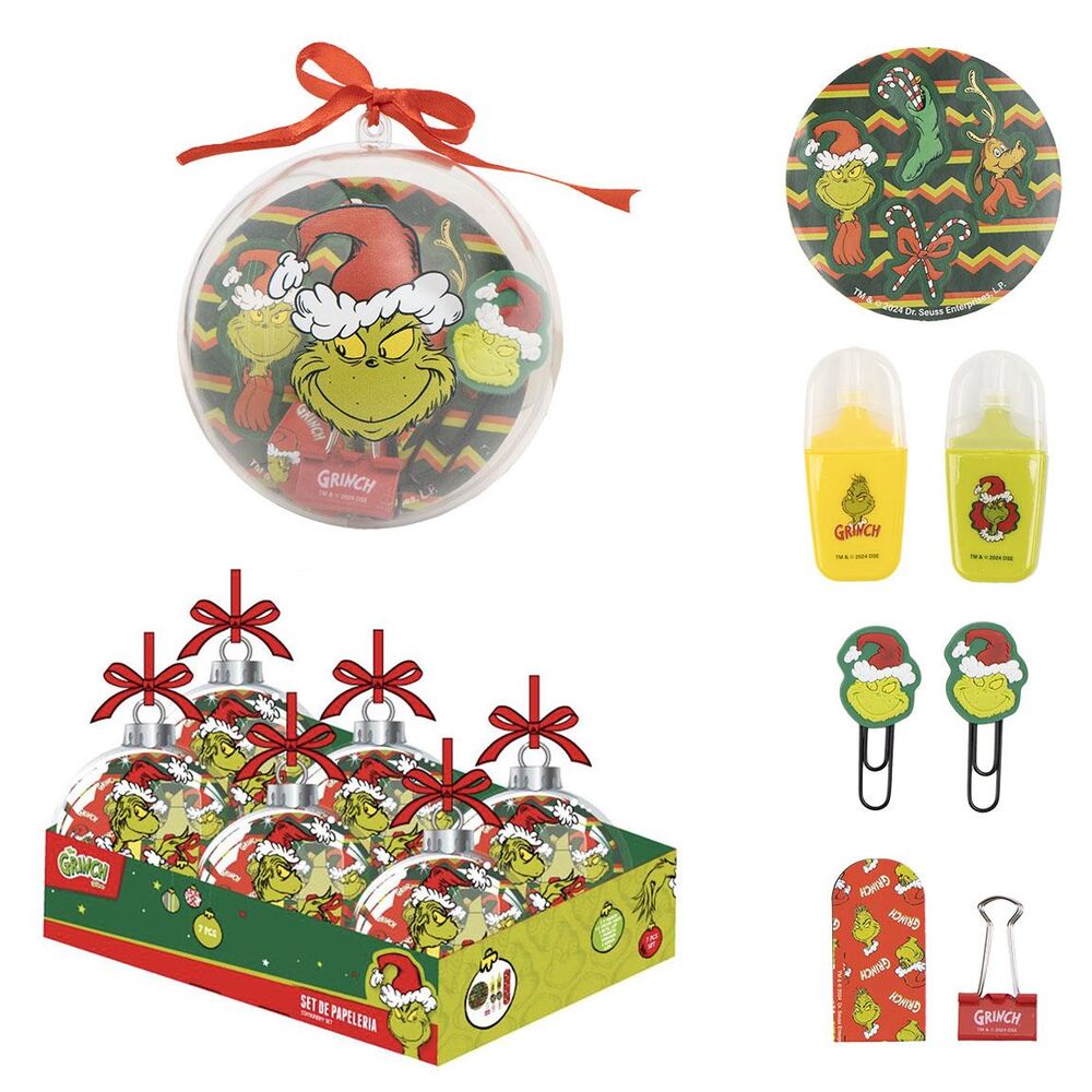 Bola de Navidad de El Grinch CERDÁ con lazo rojo