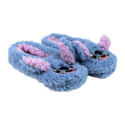 Pantuflas azules de Stitch Disney con detalles rosas