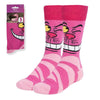 Calcetines rosas de Cheshire de Disney con rostro sonriente
