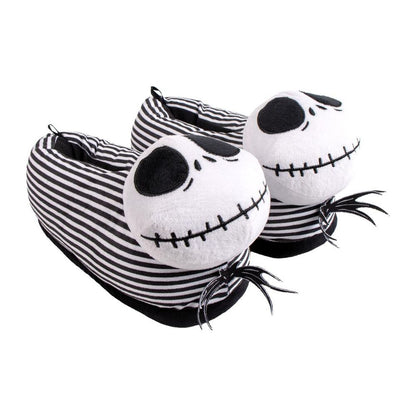 Pantuflas 3D de Jack Skellington con rayas blancas y negras
