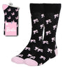 Calcetines Barbie negros con estampado rosa, talla 41-45