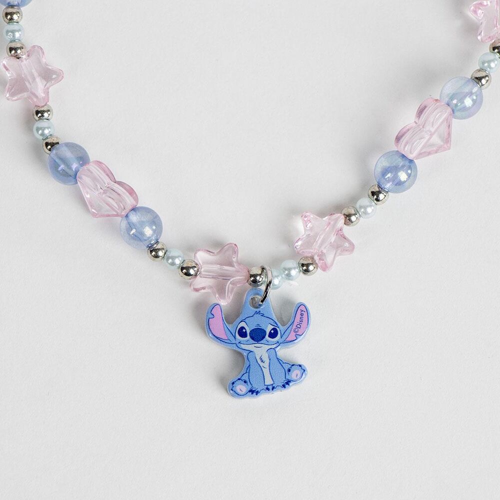 Collar de bisutería Stitch Disney con cuentas azules y lilas - 3