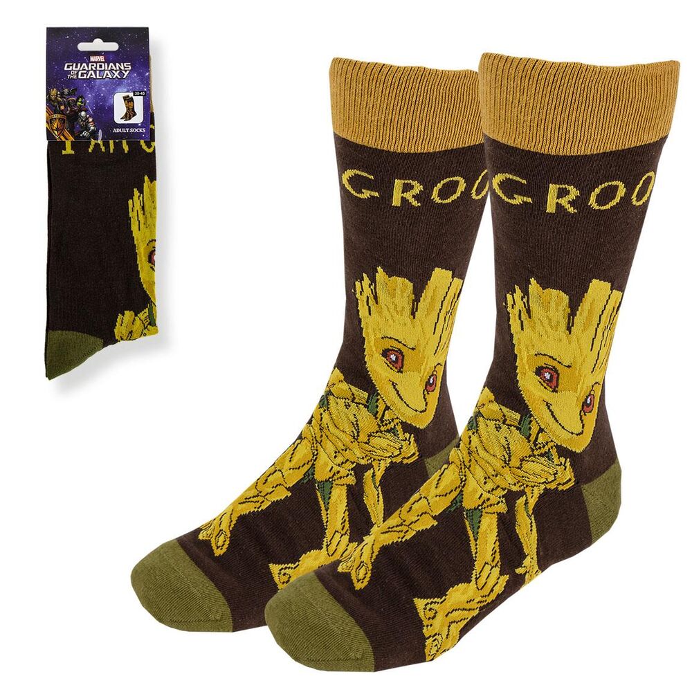Set de calcetines de Groot de Marvel en marrón y amarillo
