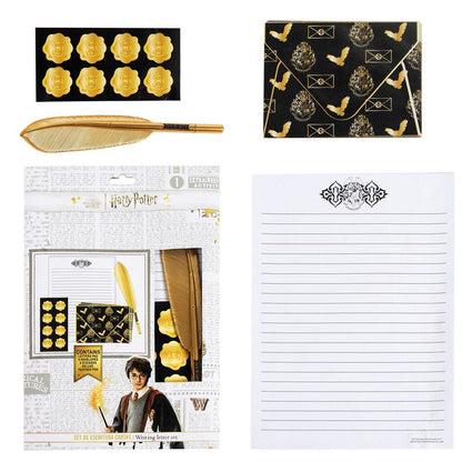 Set de papelería Harry Potter con pluma dorada y pegatinas