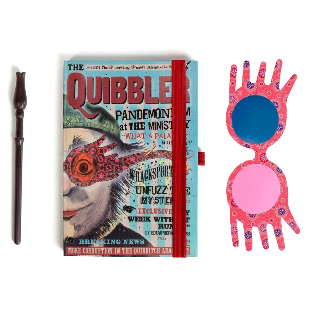 Set de papelería de Luna Lovegood con cuaderno, gafas rosas y varita - 3