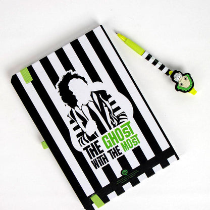 Set de papelería Beetlejuice con cuaderno y bolígrafo en blanco, negro y verde - 4