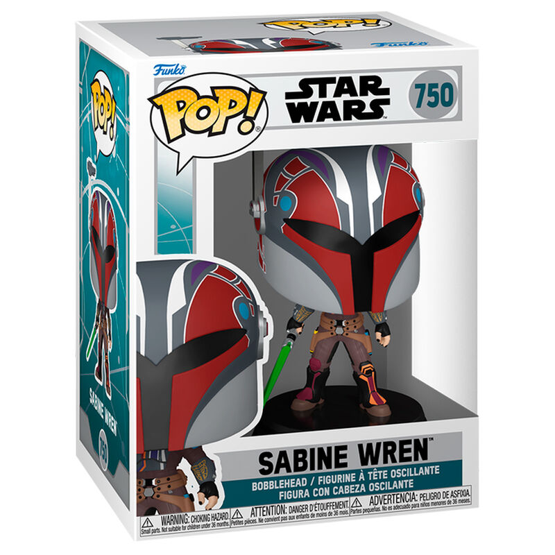 Figura Funko POP! de Sabine Wren con casco mandaloriano y sable de luz verde - 2