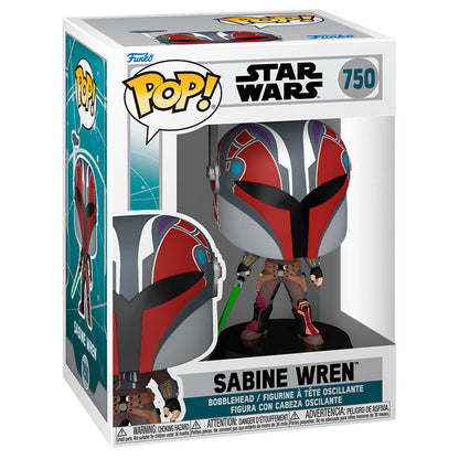 Figura Funko POP! de Sabine Wren con casco mandaloriano y sable de luz verde - 2