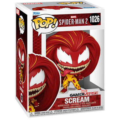 Figura Funko POP! Marvel Spider-Man 2 Scream con cabello rojo y traje amarillo - 2
