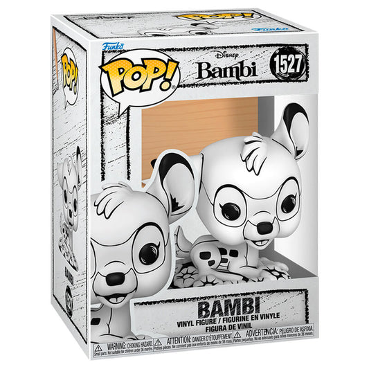 Figura Funko POP! de Bambi en blanco y negro sobre una base de flores - 2
