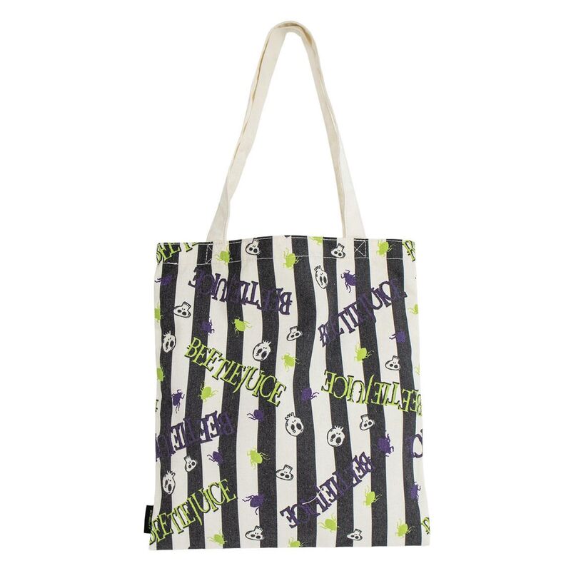 Bolsa shopping Beetlejuice con rayas negras y blancas