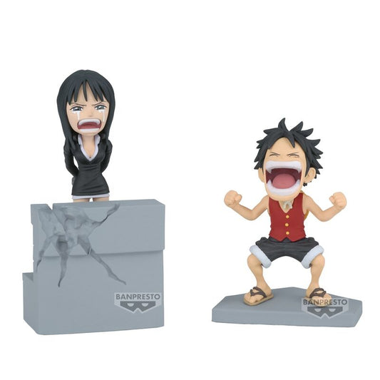 Figura Banpresto de Luffy y Nico Robin de One Piece con base