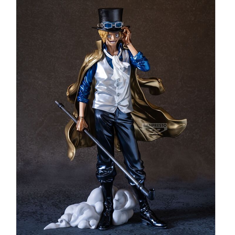 Figura de Sabo de One Piece The Metallic con capa dorada y tubo - 2