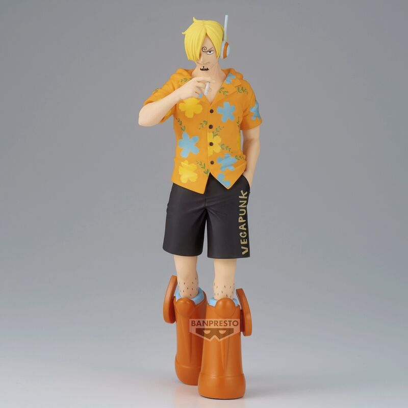 Figura de Sanji Egghead de One Piece con camisa floral y botas naranjas - 2