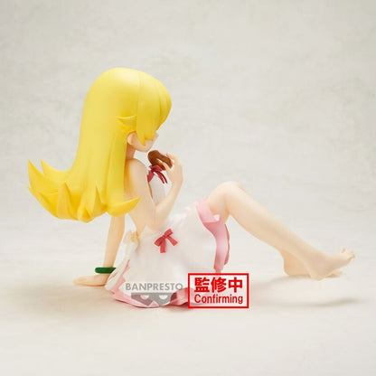 Figura de Shinobu Oshino Relax Time sentada con vestido blanco y rosa - 4