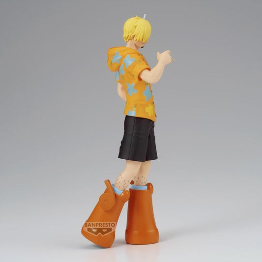 Figura de Sanji Egghead de One Piece con camisa floral y botas naranjas - 3