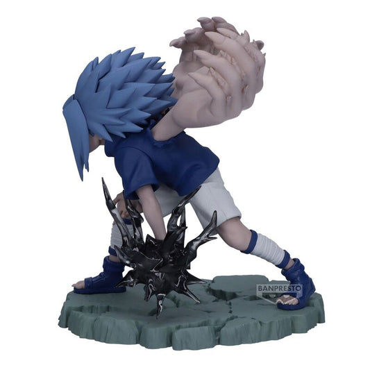 Figura de Sasuke de Naruto Shippuden en pose de combate sobre una base rocosa - 3