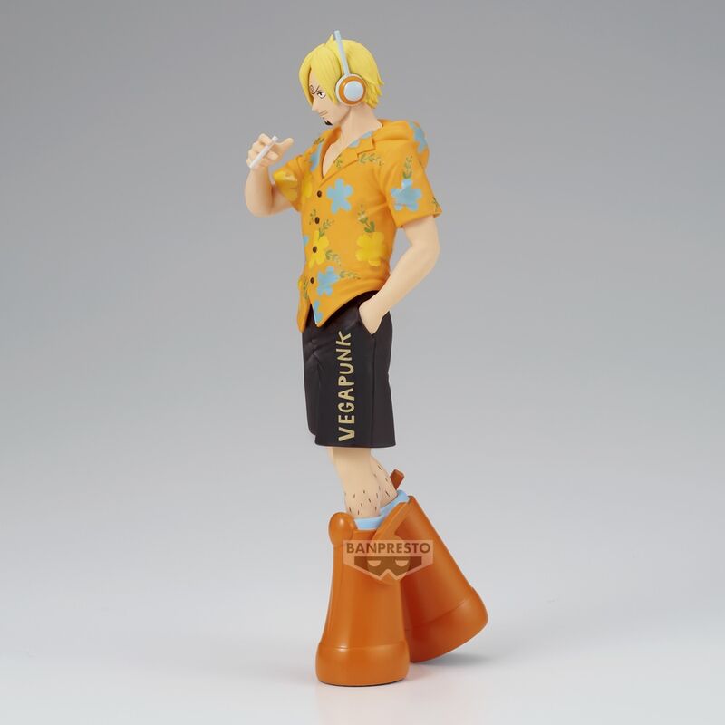 Figura de Sanji Egghead de One Piece con camisa floral y botas naranjas - 5