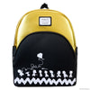 Mochila Loungefly Peanuts de Snoopy con diseño negro y dorado y cometa bordada