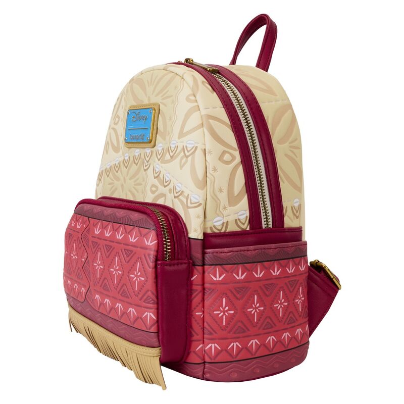 Mochila Loungefly Disney Vaiana Moana beige y burdeos