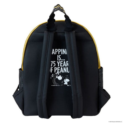 Mochila Loungefly Peanuts de Snoopy con diseño negro y dorado y cometa bordada - 4