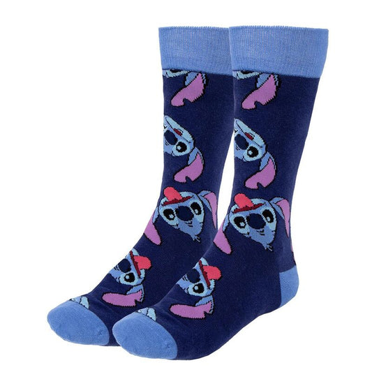 Set de tres pares de calcetines Stitch Disney en tonos azules con estuche decorado - 3