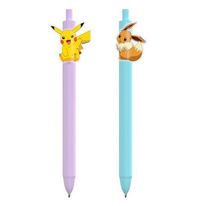 Pack de dos bolígrafos Pokémon con figuras de Pikachu y Eevee