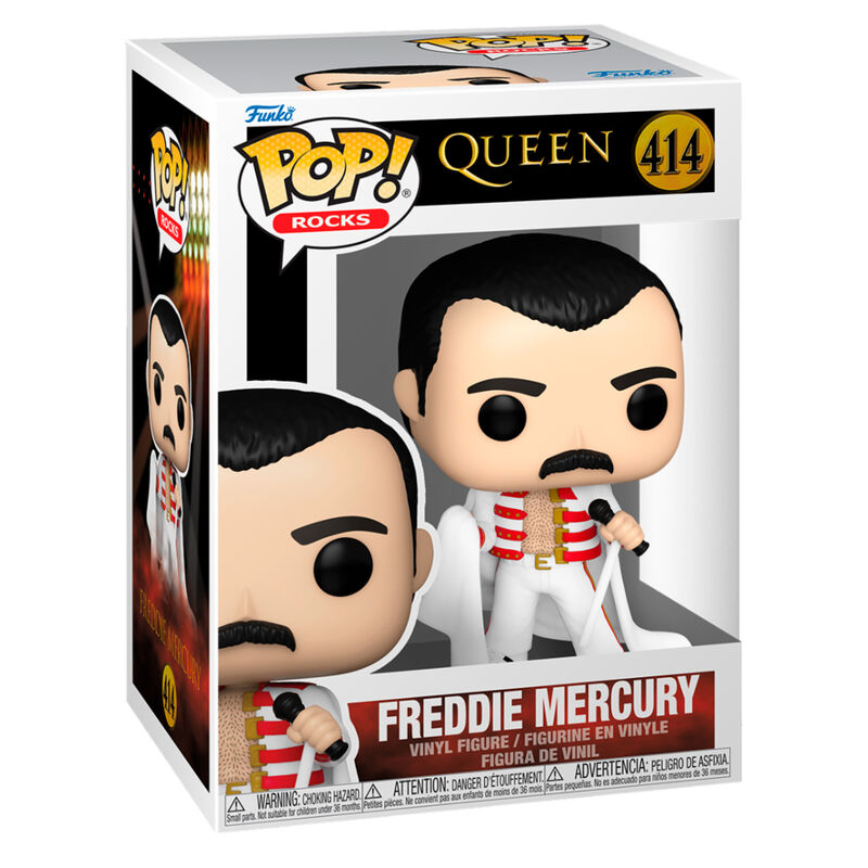 Figura Funko POP! Rocks de Freddie Mercury con micrófono en caja Queen