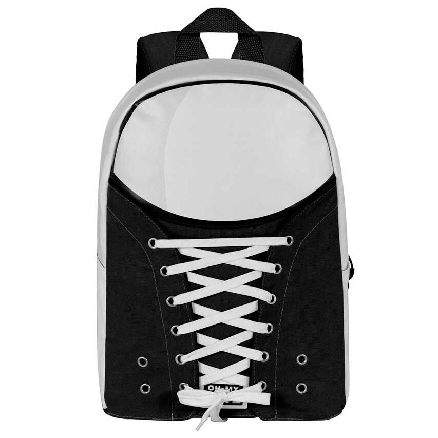 Mochila Sneakers Black Oh My Pop! en blanco y negro