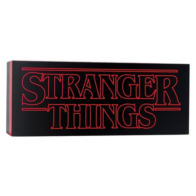 Lámpara negra con logo rojo de Stranger Things