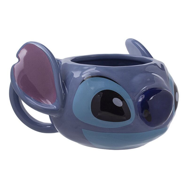Taza de cerámica 3D con diseño del rostro de Stitch Disney