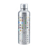 Botella plateada de acero inoxidable Minecraft con iconos pixelados