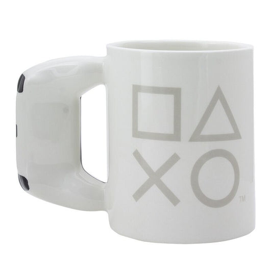 Taza 3D de cerámica blanca PlayStation PS5 con símbolos del mando
