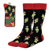 Calcetines negros de adulto con estampado de El Grinch y detalles rojos