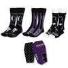 Set de tres pares de calcetines de Miércoles en negro, morado y blanco