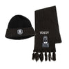 Set negro de gorro y bufanda Wednesday con flecos