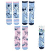 Set de tres diseños de calcetines Stitch Disney en azul, rosa y marino