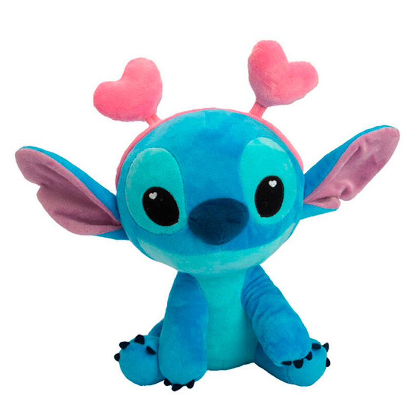 Peluche azul de Stitch Disney con corazones rosas