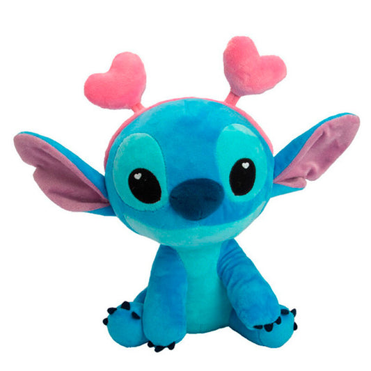 Peluche azul de Stitch Disney con corazones rosas