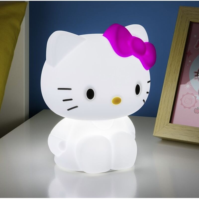 Lámpara 3D de Hello Kitty blanca con lazo rosa - 2