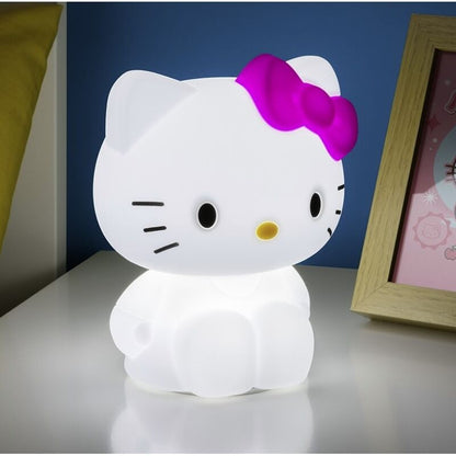 Lámpara 3D de Hello Kitty blanca con lazo rosa - 2
