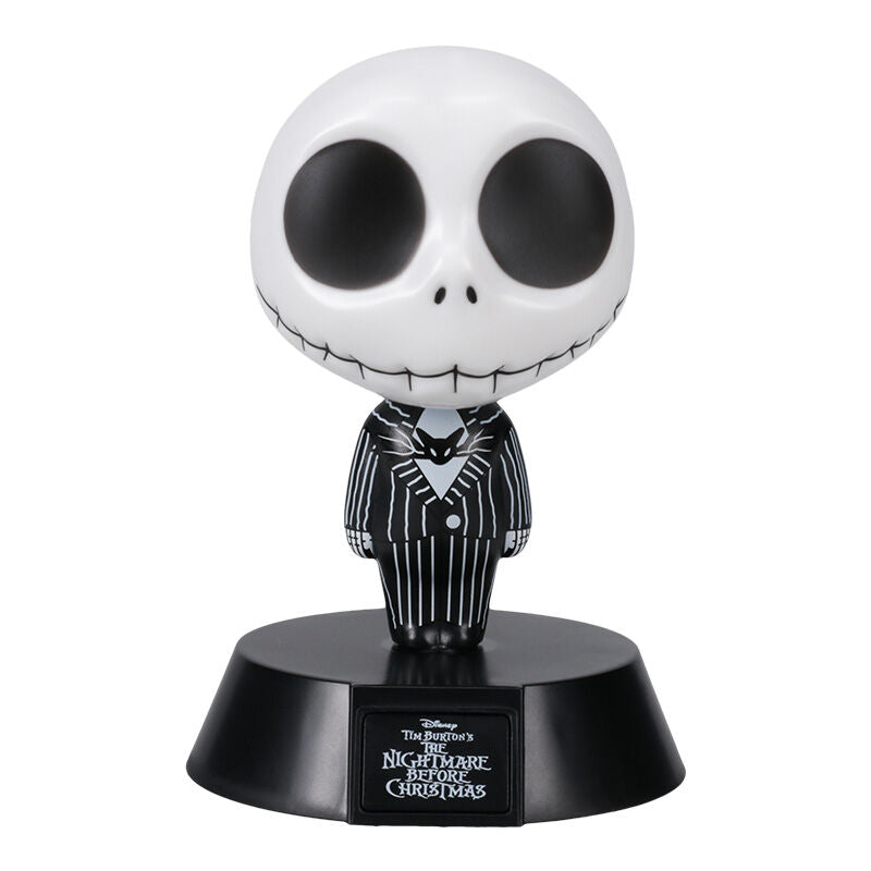 Lámpara de Jack Skellington de Pesadilla Antes de Navidad sobre base negra