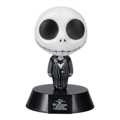 Lámpara de Jack Skellington de Pesadilla Antes de Navidad sobre base negra