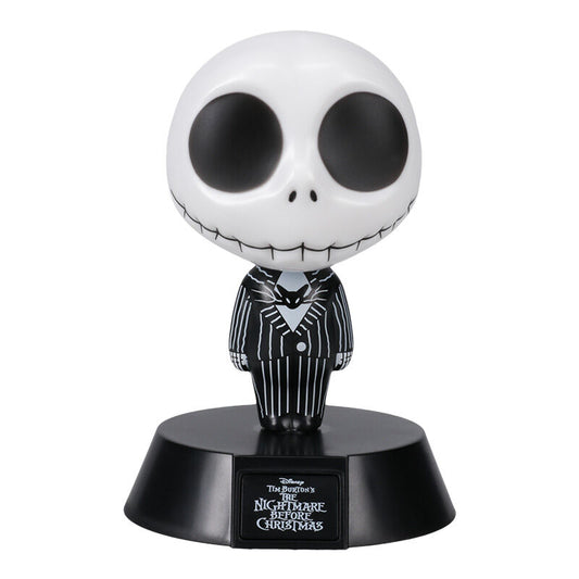 Lámpara de Jack Skellington de Pesadilla Antes de Navidad sobre base negra